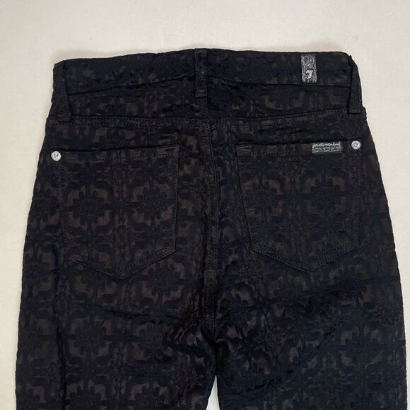 7 For All Mankind All Over Print Skinny Pants Women Size 24 Black - Picture 4 of 10